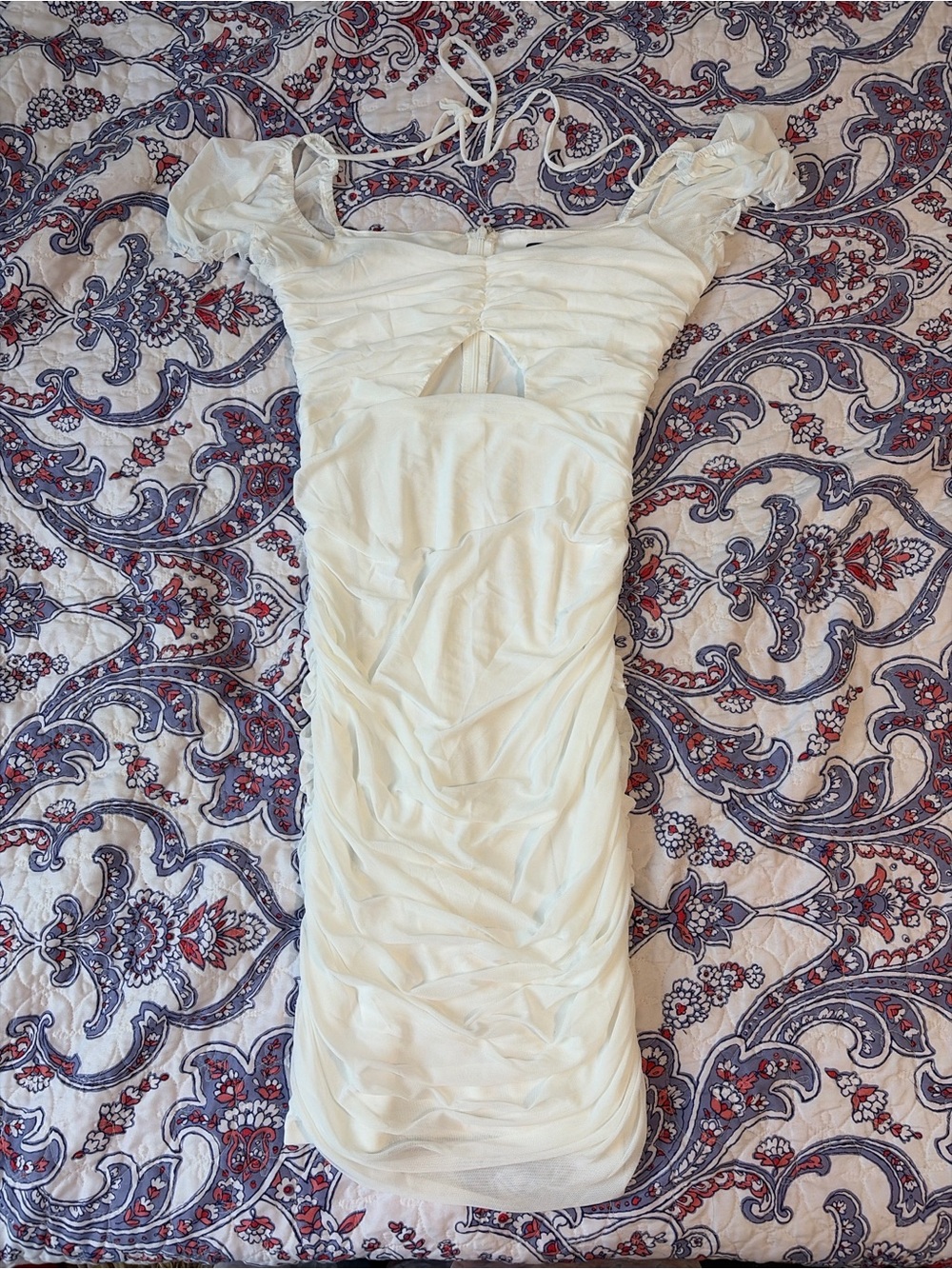Lulu's Cream Ruched Mini Dress